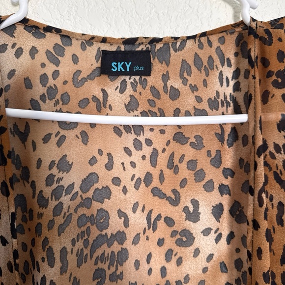 Sky Plus Leopard Print Sheer Long Kimono Robe Women’s Lightweight Duster - Picture 5 of 6